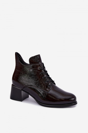 Botins bordô femininos com efeito verniz Klocku Hadelle