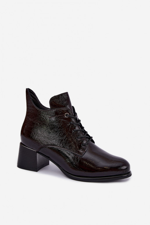Botins bordô femininos com efeito verniz Klocku Hadelle