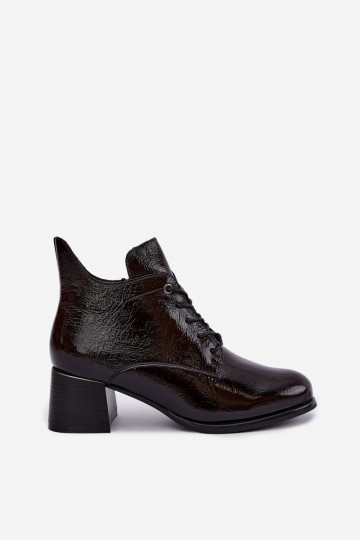 Botins bordô femininos com efeito verniz Klocku Hadelle 2