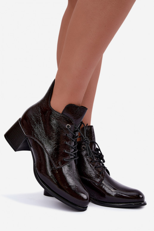 Botins bordô femininos com efeito verniz Klocku Hadelle