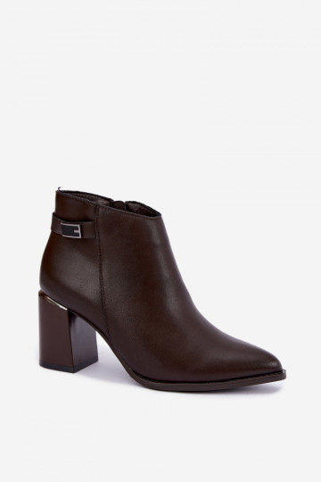Botins forrados com salto e tiras decorativas Czekoladoje Irmelle