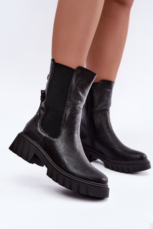 Botins femininos quentes e estilosos em preto