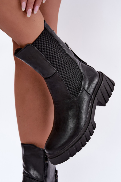 Botins femininos quentes e estilosos em preto