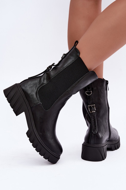 Botins femininos quentes e estilosos em preto