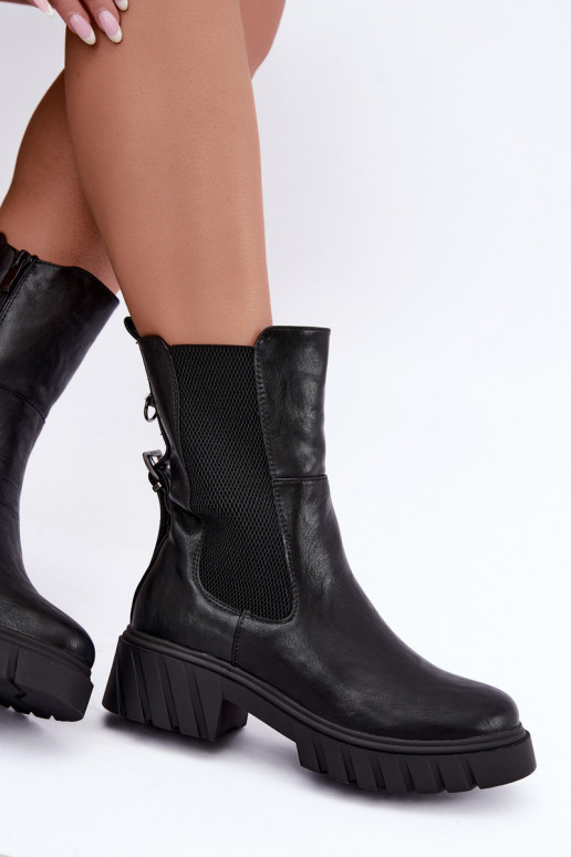 Botins femininos quentes e estilosos em preto