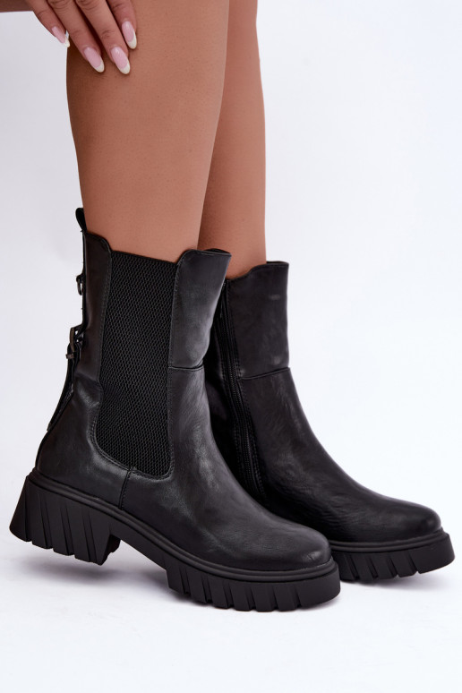 Botins femininos quentes e estilosos em preto