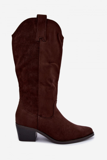 Botas altas de estilo cowboy com saltos em marrom Rialene 2