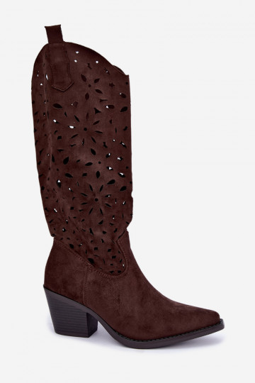 Botas altas de estilo cowboy com saltos em marrom Salirae