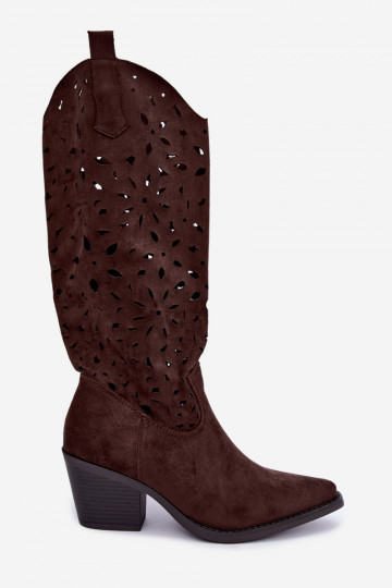 Botas altas de estilo cowboy com saltos em marrom Salirae 2