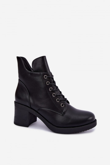 Botins femininos quentes com atacadores em preto Garella
