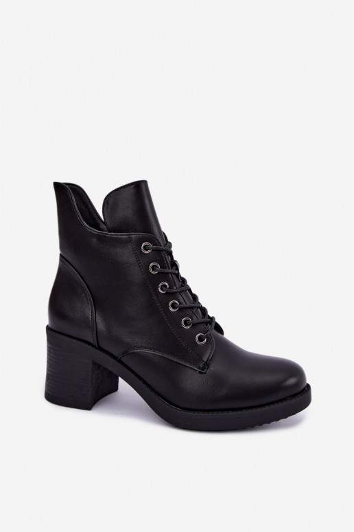 Botins femininos quentes com atacadores em preto Garella