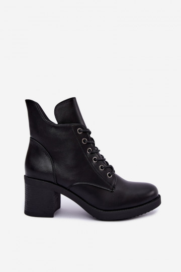 Botins femininos quentes com atacadores em preto Garella 2