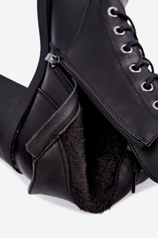 Botins femininos quentes com atacadores em preto Garella