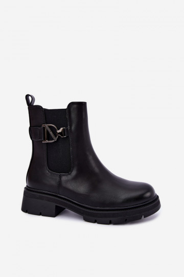 Botins quentes e estilosos com ornamentos em preto Janira