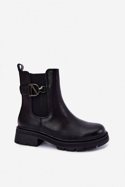 Botins quentes e estilosos com ornamentos em preto Janira