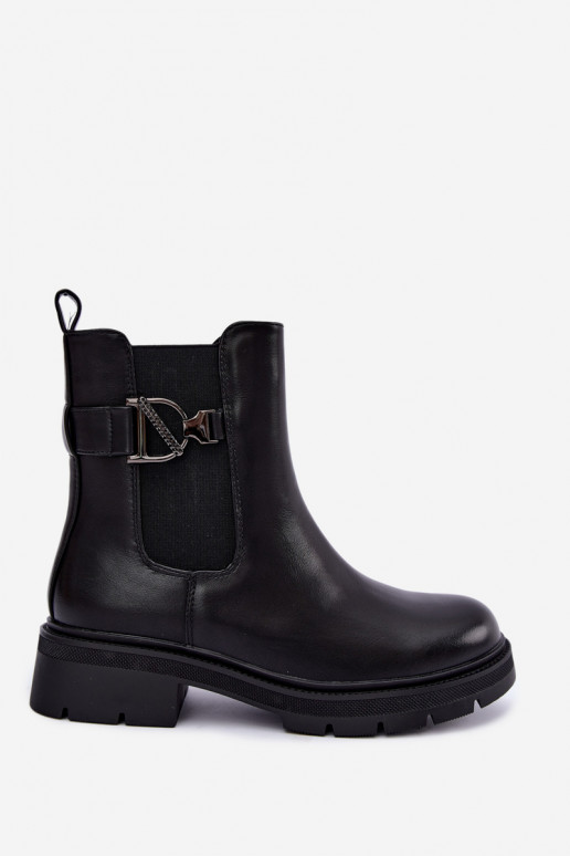Botins quentes e estilosos com ornamentos em preto Janira