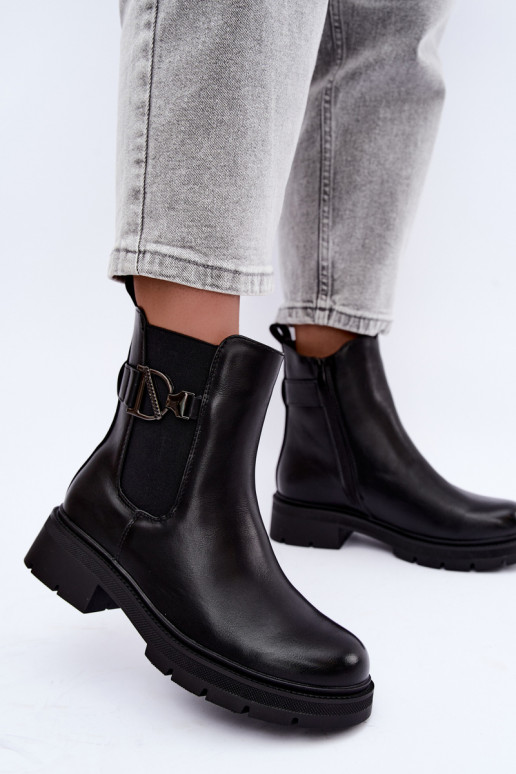Botins quentes e estilosos com ornamentos em preto Janira
