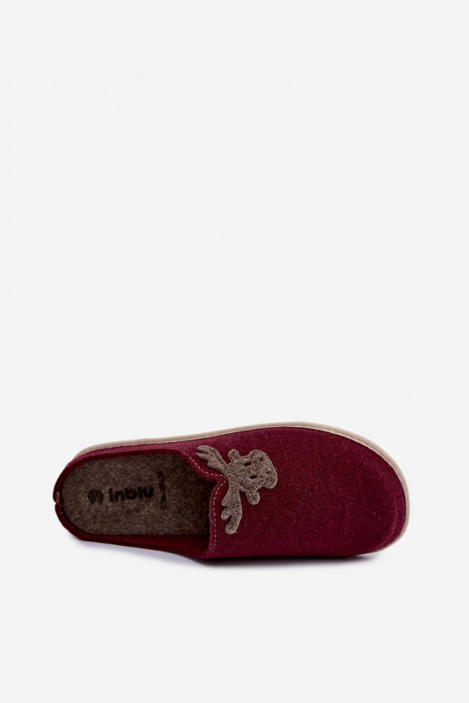 Chinelos femininos com cervos Inblu CS000049 bordô