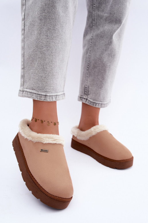 Chinelos de casa femininos com pelo Inblu DR000004 castanho