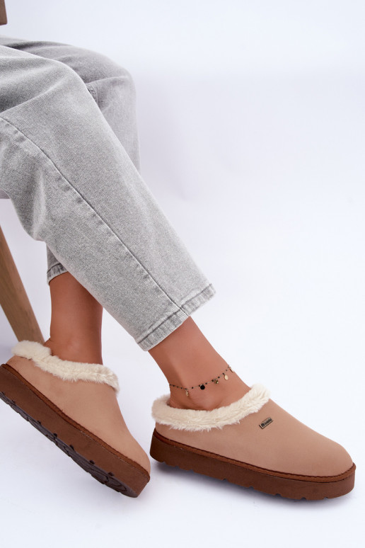 Chinelos de casa femininos com pelo Inblu DR000004 castanho