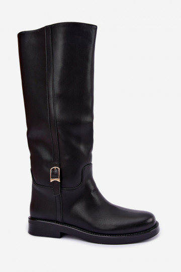 botas altas com fivelas e saltos largos na cor preta Ismerelle 2