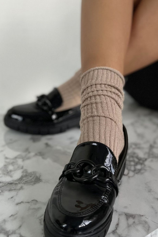 Meias femininas sem pressão com lurex na cor areia