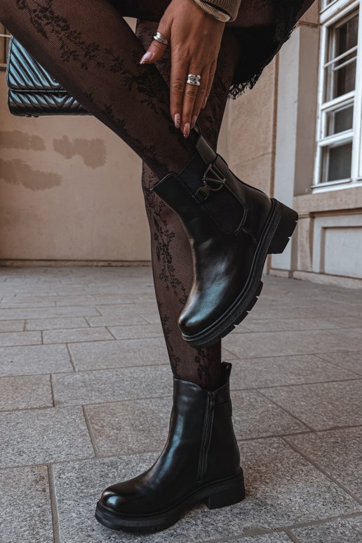 Botins quentes e estilosos com ornamentos em preto Janira
