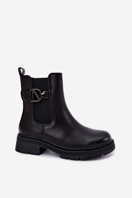 Botins quentes e estilosos com ornamentos em preto Janira
