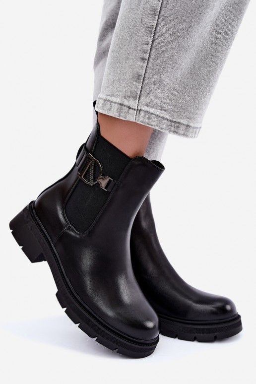 Botins quentes e estilosos com ornamentos em preto Janira