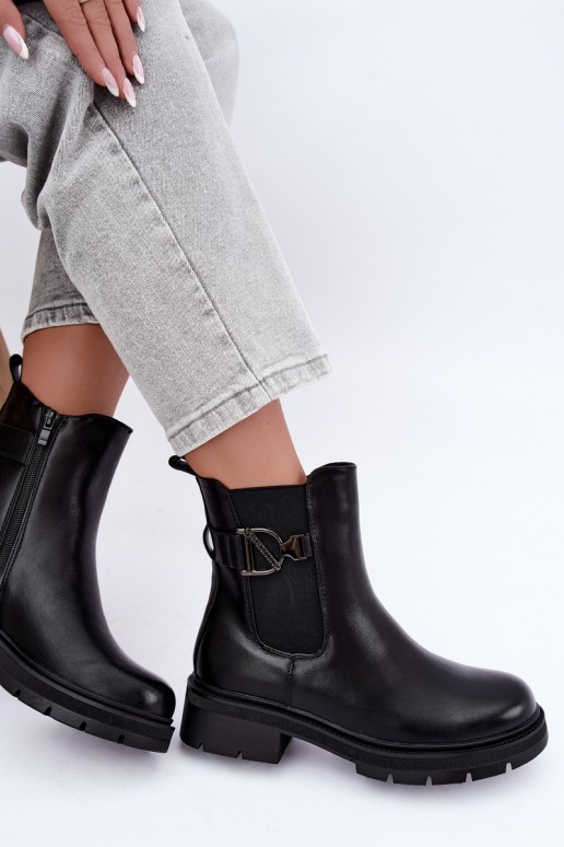 Botins quentes e estilosos com ornamentos em preto Janira