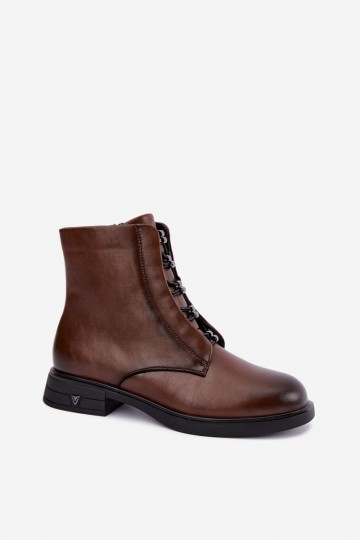 Botins castanhos isolados de couro natural Vinceza 133113