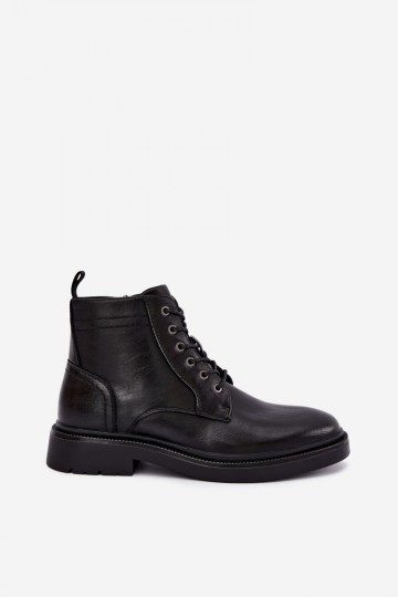 botins masculinos com atacadores na cor preta Perrielle 2