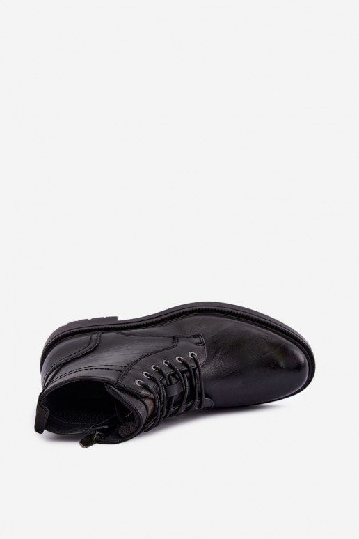 botins masculinos com atacadores na cor preta Perrielle