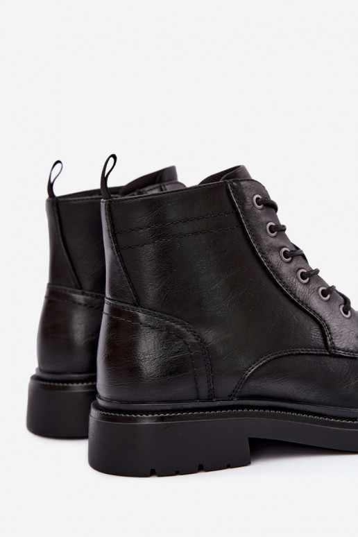 botins masculinos com atacadores na cor preta Perrielle
