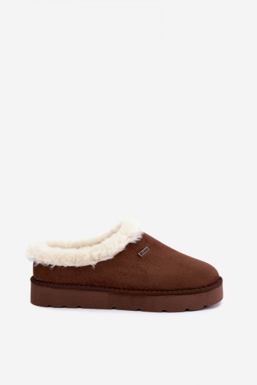 pantufas femininas com pelo na cor castanha escura Inblu 2