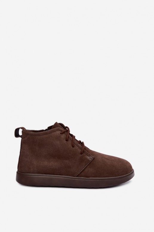 botins isolados de couro natural castanho Zazoo