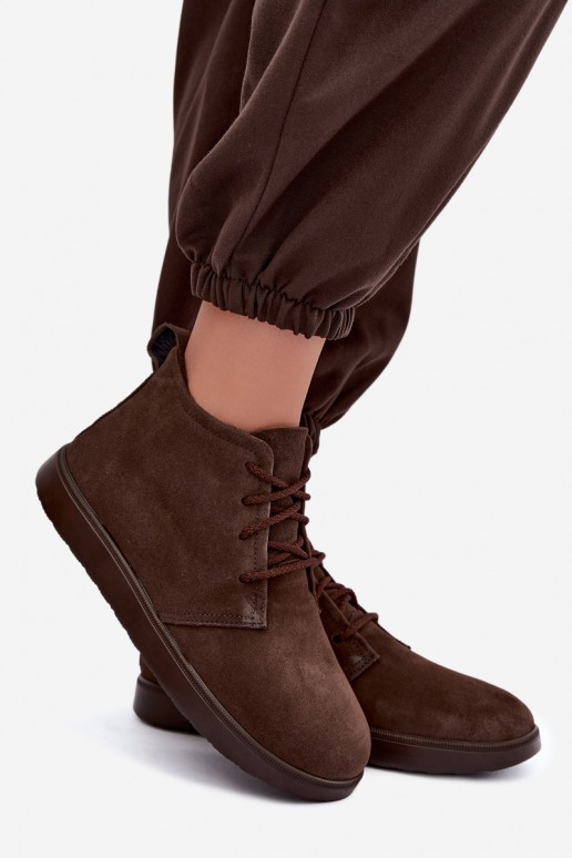 botins isolados de couro natural castanho Zazoo