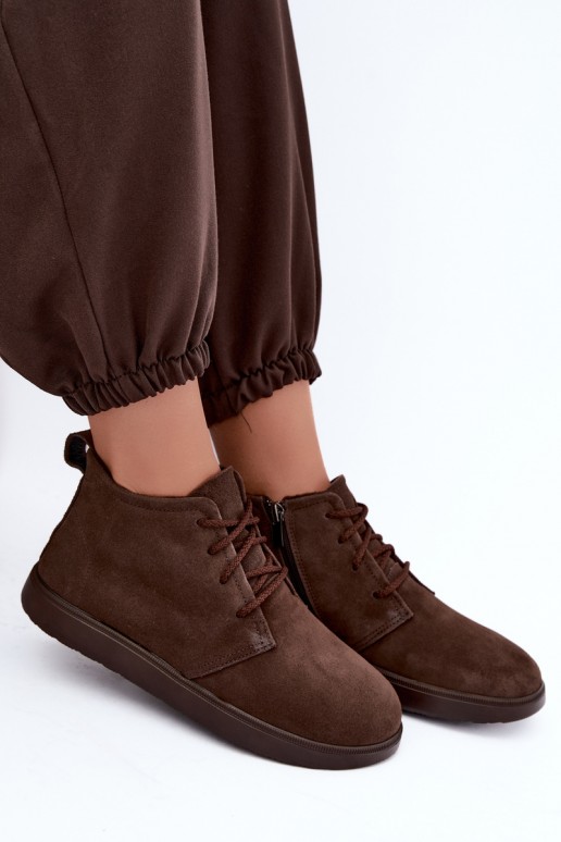 botins isolados de couro natural castanho Zazoo
