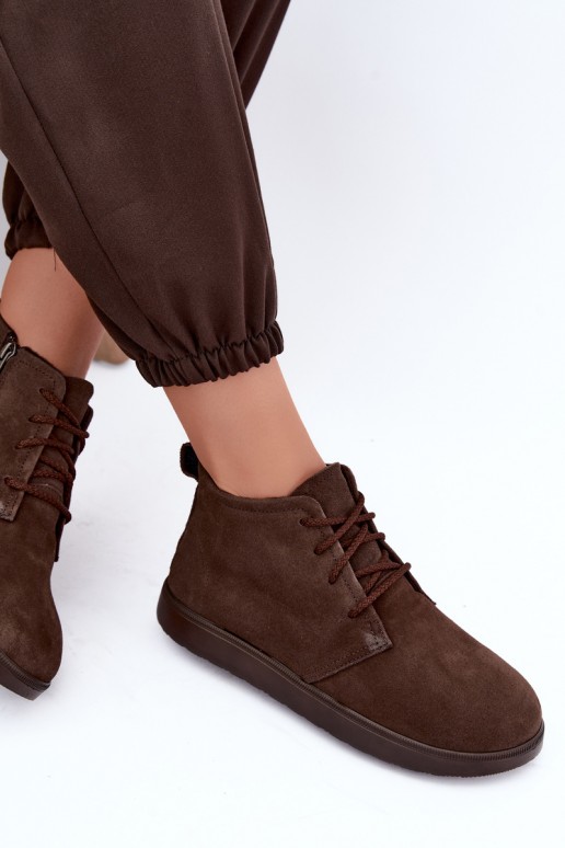 botins isolados de couro natural castanho Zazoo