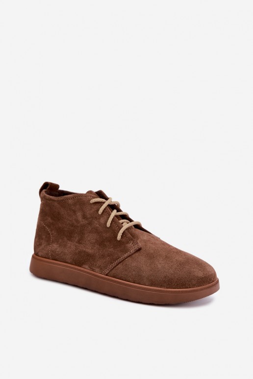botins isolados de couro natural Zazoo 328 na cor castanha