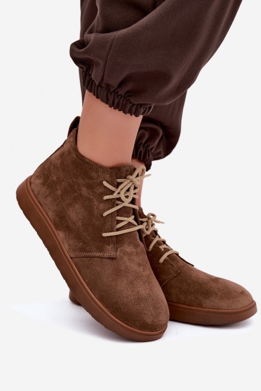 botins isolados de couro natural Zazoo 328 na cor castanha