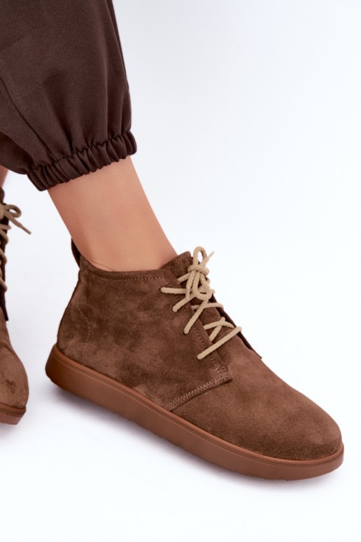 botins isolados de couro natural Zazoo 328 na cor castanha