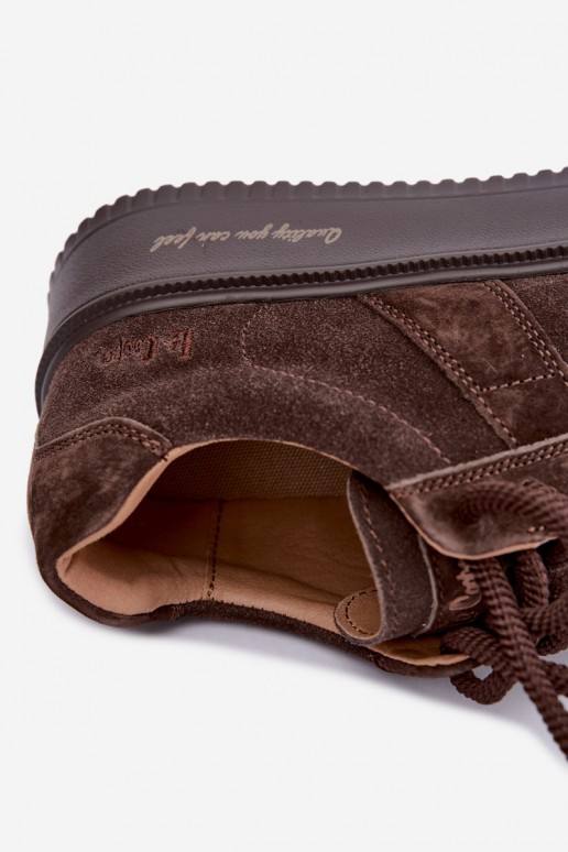 ténis de plataforma de camurça sintética Lee Cooper LCJ-26-01-4644 na cor chocolate