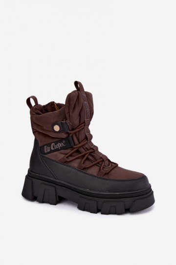 botas de neve femininas Lee Cooper LCJ-26-01-4631 na cor castanha