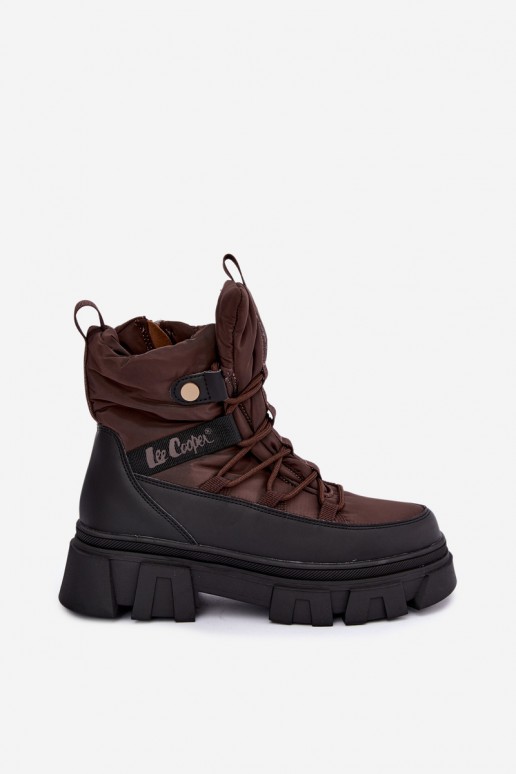 botas de neve femininas Lee Cooper LCJ-26-01-4631 na cor castanha