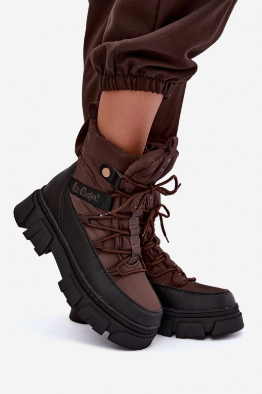 botas de neve femininas Lee Cooper LCJ-26-01-4631 na cor castanha