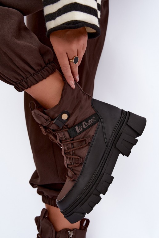 botas de neve femininas Lee Cooper LCJ-26-01-4631 na cor castanha