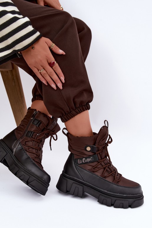 botas de neve femininas Lee Cooper LCJ-26-01-4631 na cor castanha