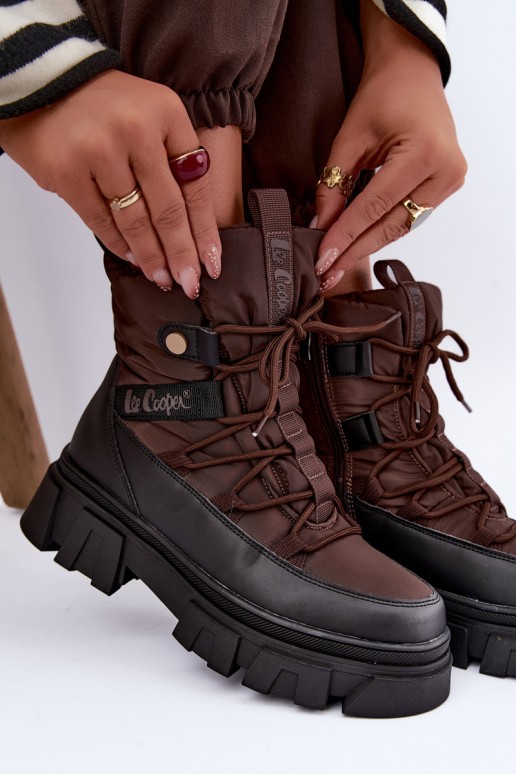 botas de neve femininas Lee Cooper LCJ-26-01-4631 na cor castanha