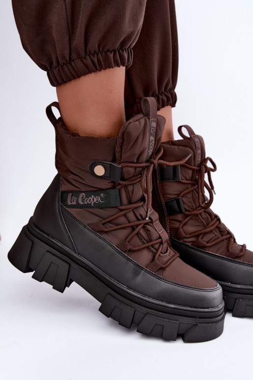 botas de neve femininas Lee Cooper LCJ-26-01-4631 na cor castanha